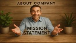 inviting about company page, welcoming expression, presenting mission statement, photorealistic, open and inviting wooden surface background with plants, highly detailed, scroll-triggered animations, ultra-sharp, soft earth tones, warm ambient lighting, shot with a standard lens.